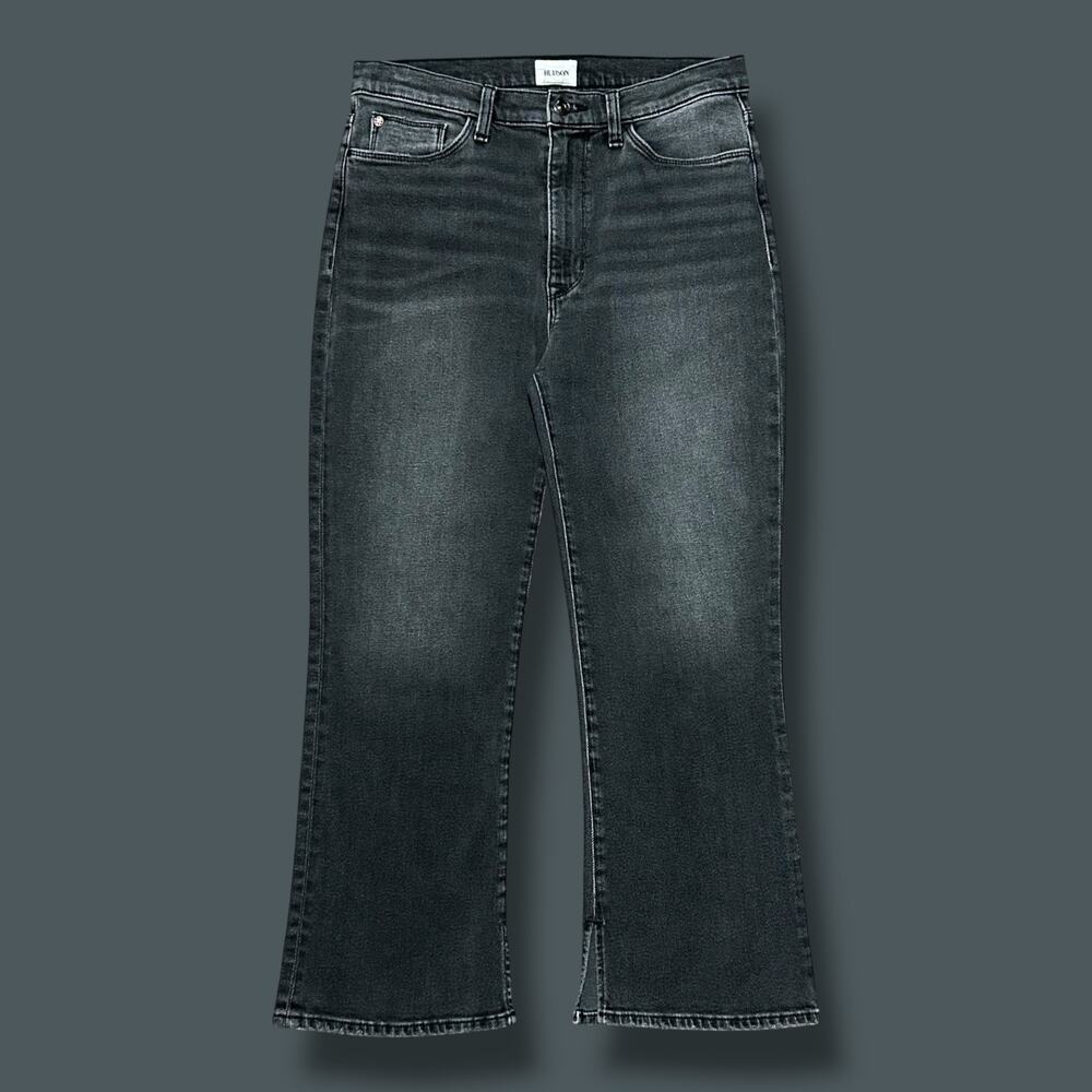 Hudson Denim Jeans Blair High Rise Bootcut Crop Black 30x25